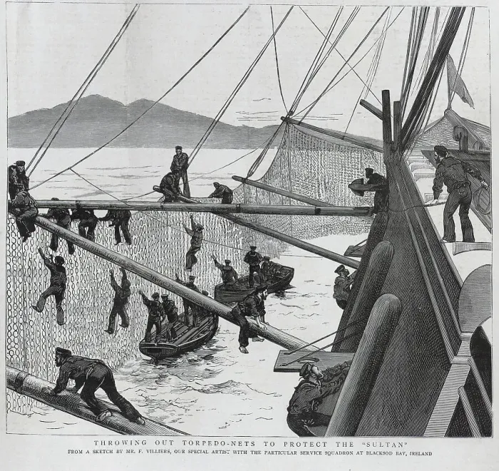 Framed Print : Throwing out Torpedo Nets, Bantry Bay Framed Print : Throwing out Torpedo Nets, Bantry Bay