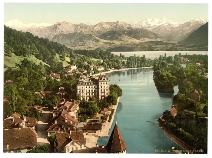 Framed Print : Thun and the Alps, Bernese Oberland, Switzerland Framed Print : Thun and the Alps, Bernese Oberland, Switzerland