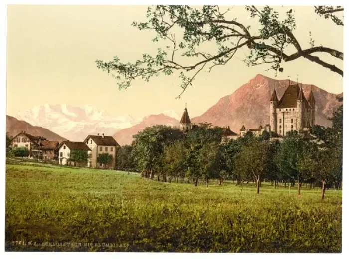 Framed Print : Thun, castle and Blumlisalp, Bernese Oberland, Switzerland Framed Print : Thun, castle and Blumlisalp, Bernese Oberland, Switzerland