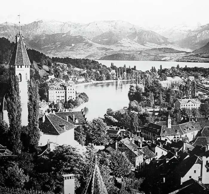 Framed Print : Thun and Lake Thun, Switzerland, Victorian period Framed Print : Thun and Lake Thun, Switzerland, Victorian period