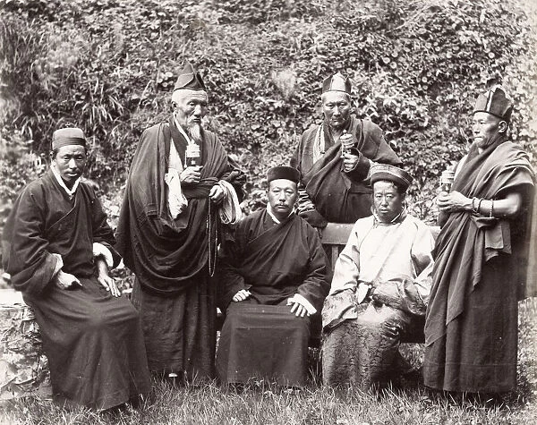 Tibetan lamas, King of Sikkim, Darjeeling, circa late 1890 s
