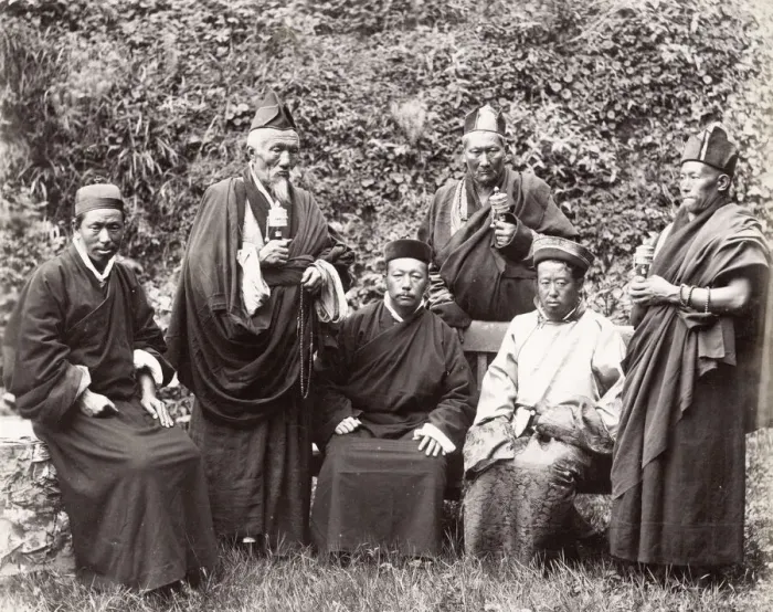 Framed Print : Tibetan lamas, King of Sikkim, Darjeeling, circa late 1890 s Framed Print : Tibetan lamas, King of Sikkim, Darjeeling, circa late 1890 s