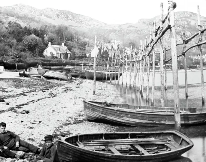 Framed Print : Tighnabruich harbour, Scotland, Victorian period Framed Print : Tighnabruich harbour, Scotland, Victorian period