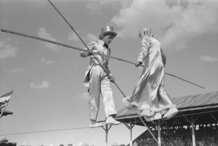 Framed Print : Tightrope performers at 4-H Club fair, Cimarron, Kansas Framed Print : Tightrope performers at 4-H Club fair, Cimarron, Kansas