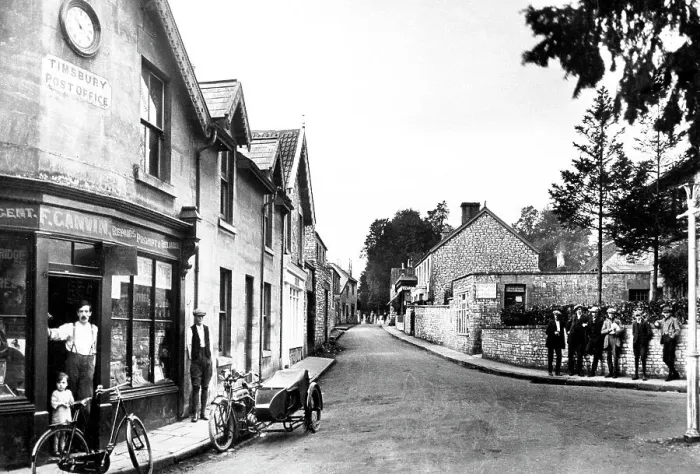 Framed Print : Timsbury Square and High Street early 1900s Framed Print : Timsbury Square and High Street early 1900s