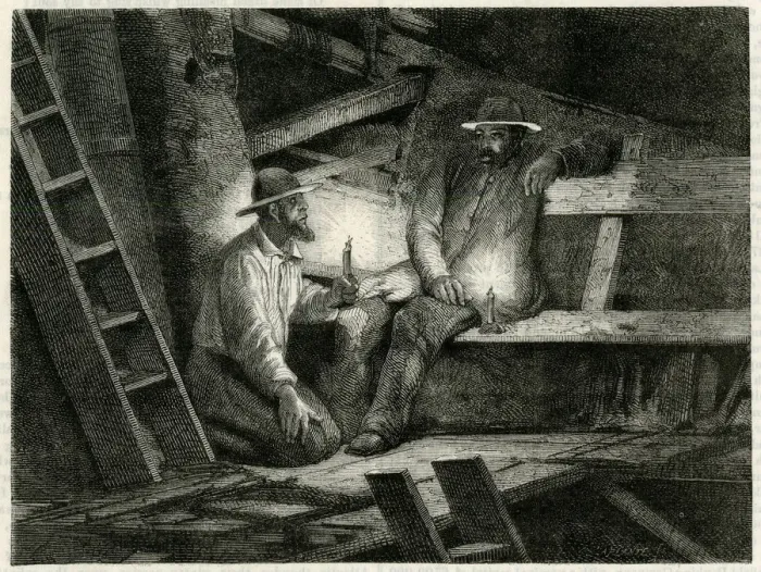Framed Print : TIN MINERS RESTING / 1880 Framed Print : TIN MINERS RESTING / 1880