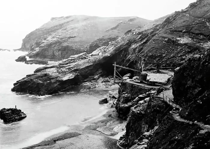 Framed Print : Tintagel Quay, Cornwall, Victorian period Framed Print : Tintagel Quay, Cornwall, Victorian period