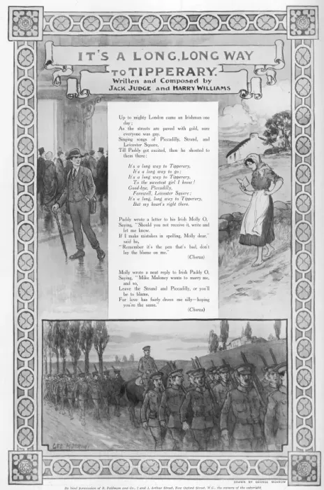 Framed Print : Tipperary. Illustrated lyrics to the popular First World War tune Framed Print : Tipperary. Illustrated lyrics to the popular First World War tune
