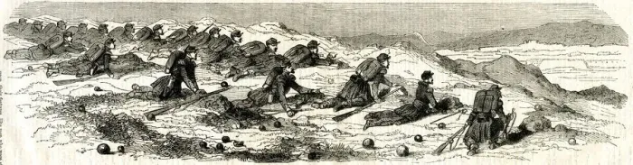 Framed Print : Tirailleurs on guard in the trenches, Battle of Inkerman Framed Print : Tirailleurs on guard in the trenches, Battle of Inkerman
