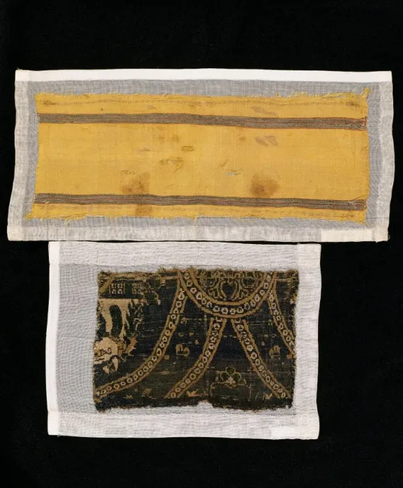Framed Print : Tissue fragments. 12th-13th centuries. Diocesan Museum. La S Framed Print : Tissue fragments. 12th-13th centuries. Diocesan Museum. La S
