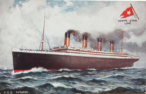 Titanic. A postcard with an illustration of the ill-fated Titanic ocean liner