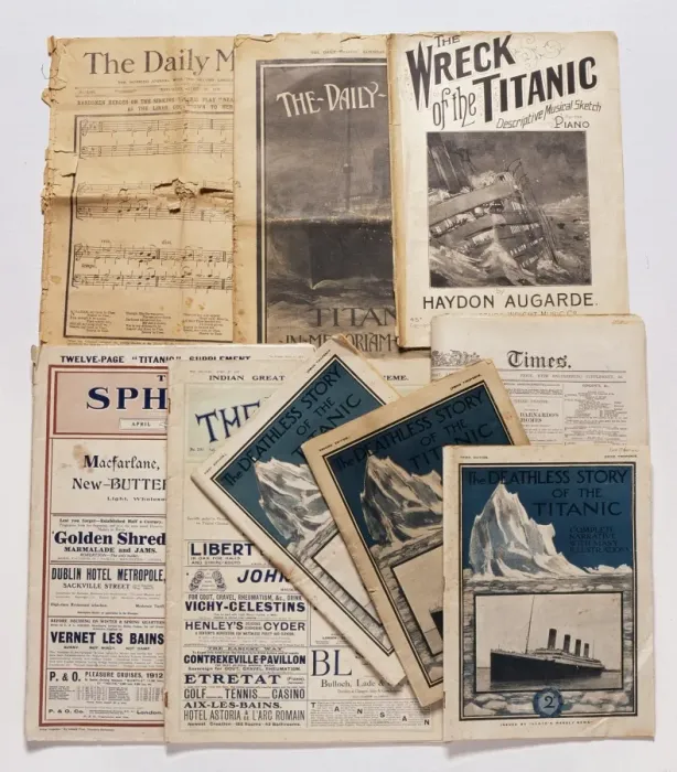 Framed Print : Titanic news reports, magazines, sheet music Framed Print : Titanic news reports, magazines, sheet music