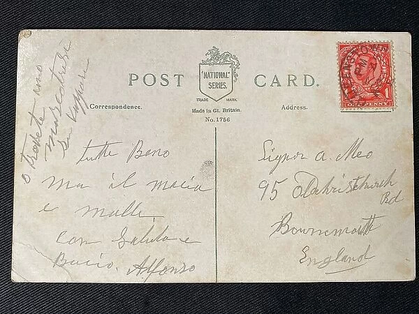 Titanic postcard from passenger and victim Alfonzo Meo
