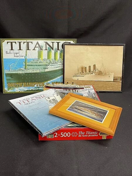 Titanic prints, framed and glazed, book and jigsaw