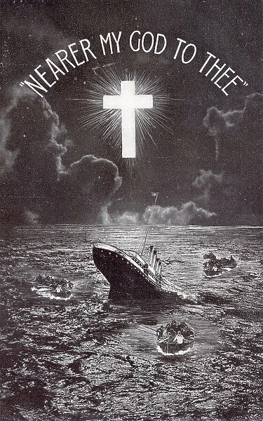 Titanic sinking Memorial Card with luminous cross