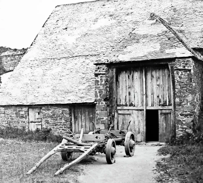 Framed Print : Tithe Barn, Dunster, Victorian period Framed Print : Tithe Barn, Dunster, Victorian period