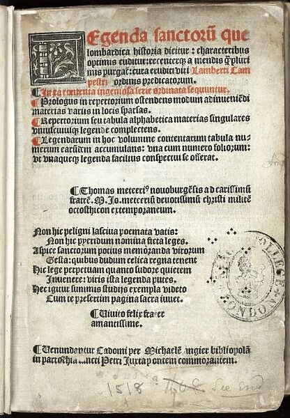 Title page of the 1518 edition of the Golden legend