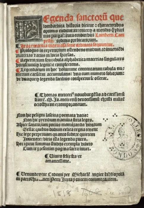 Framed Print : Title page of the 1518 edition of the Golden legend Framed Print : Title page of the 1518 edition of the Golden legend