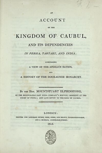 Title page, Account of the Kingdom of Caubul