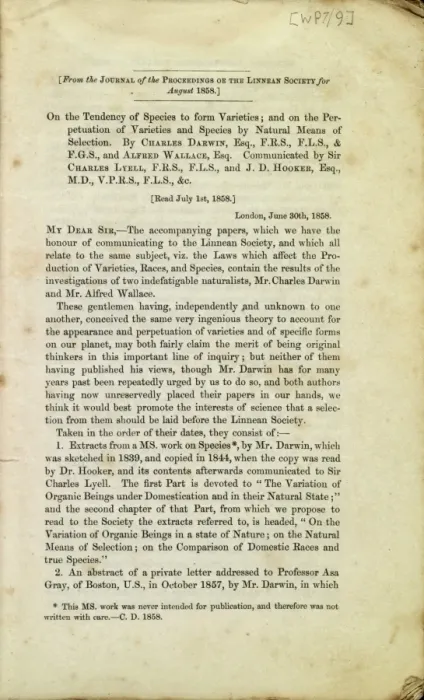 Framed Print : Title page of the Darwin - Wallace paper Framed Print : Title page of the Darwin - Wallace paper