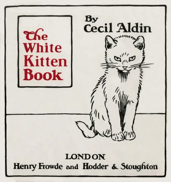 Framed Print : Title page design by Cecil Aldin, The White Kitten Book Framed Print : Title page design by Cecil Aldin, The White Kitten Book