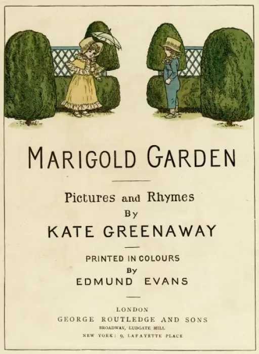 Framed Print : Title page design, Marigold Garden by Kate Greenaway Framed Print : Title page design, Marigold Garden by Kate Greenaway