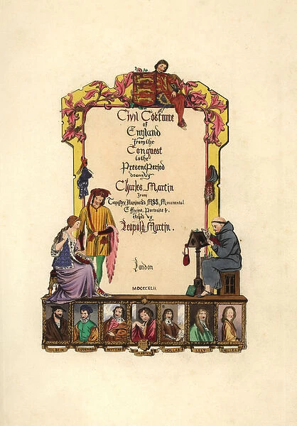 Title page illustrated with a herald, a monk