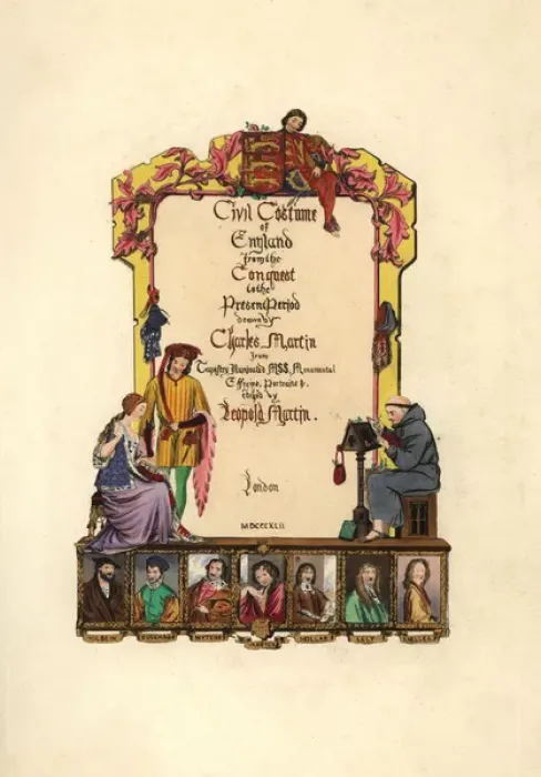 Framed Print : Title page illustrated with a herald, a monk Framed Print : Title page illustrated with a herald, a monk