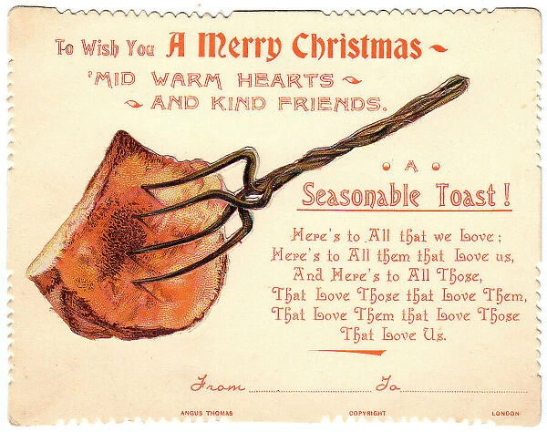 Toast with comic verse on a Christmas card