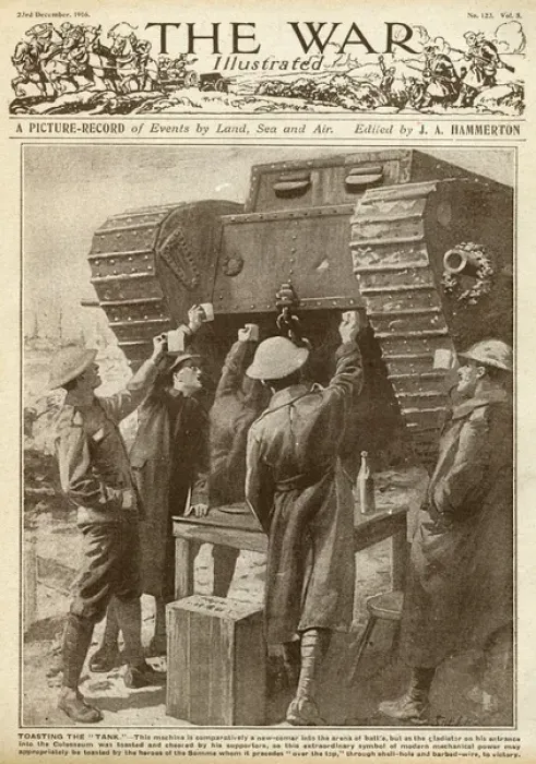 Framed Print : Toasting the tank, Christmas 1916 Framed Print : Toasting the tank, Christmas 1916