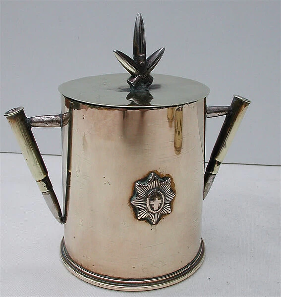 Tobacco jar made from the base section of a brass shell
