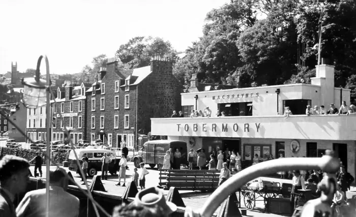 Framed Print : Tobermory ferry terminal, Isle of Mull, probably 1950 / 60s Framed Print : Tobermory ferry terminal, Isle of Mull, probably 1950 / 60s