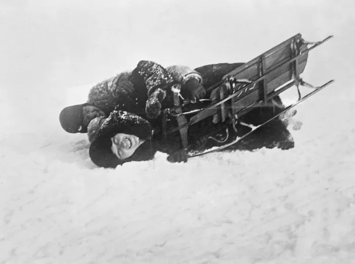 Framed Print : TOBOGGANING ACCIDENT Framed Print : TOBOGGANING ACCIDENT