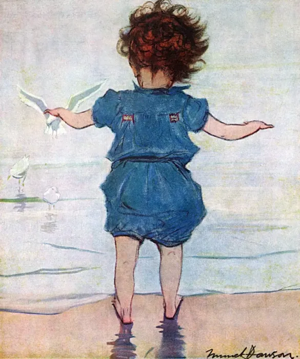 Framed Print : Toddler in blue at the seaside by Muriel Dawson Framed Print : Toddler in blue at the seaside by Muriel Dawson