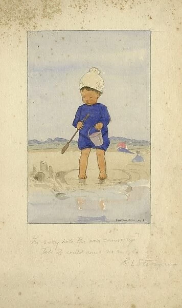 Toddler with bucket and spade by Muriel Dawson