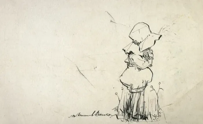 Framed Print : Toddler in large sun bonnet by Muriel Dawson Framed Print : Toddler in large sun bonnet by Muriel Dawson