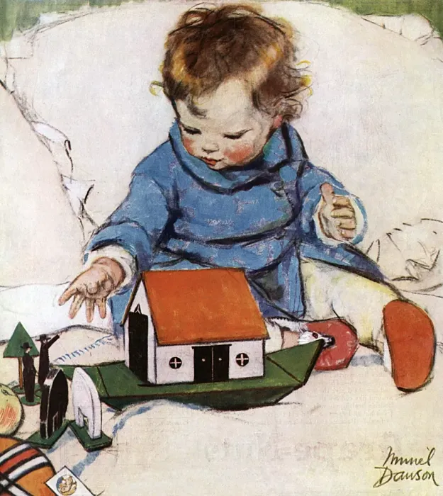 Framed Print : Toddler with Noahs Ark, by Muriel Dawson Framed Print : Toddler with Noahs Ark, by Muriel Dawson
