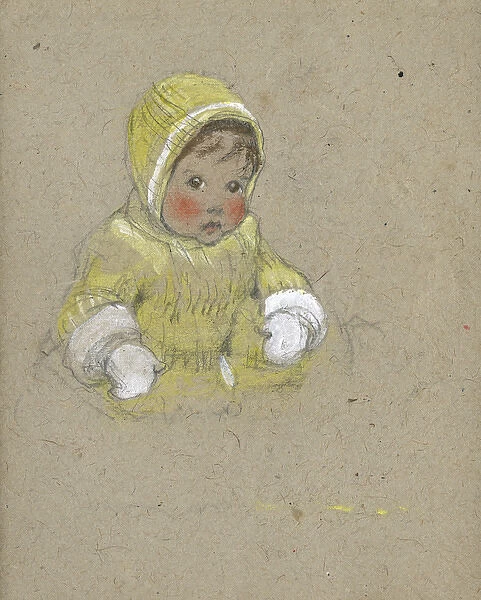 Toddler in yellow and white by Muriel Dawson