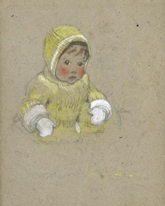Framed Print : Toddler in yellow and white by Muriel Dawson Framed Print : Toddler in yellow and white by Muriel Dawson