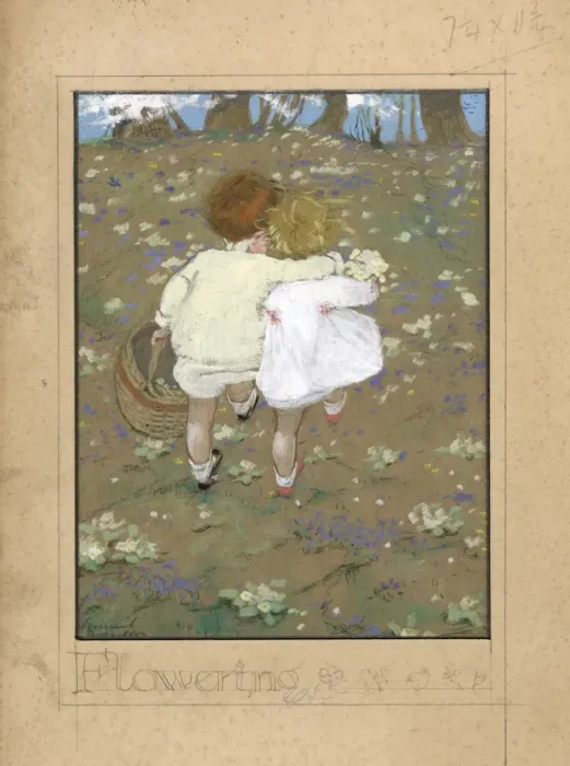 Framed Print : Two toddlers in springtime by Muriel Dawson Framed Print : Two toddlers in springtime by Muriel Dawson