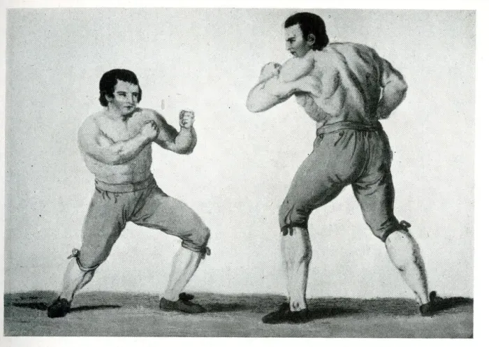 Framed Print : Tom Johnson and Isaac Perrins, boxing at Banbury Framed Print : Tom Johnson and Isaac Perrins, boxing at Banbury