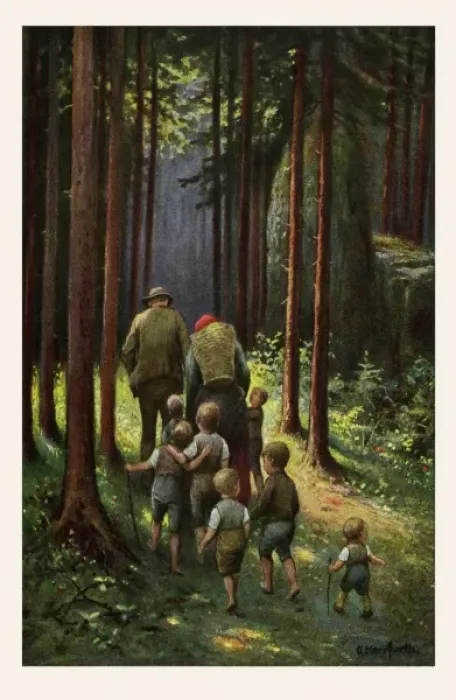 Framed Print : Tom Thumb. A poor basket-maker had seven boys
