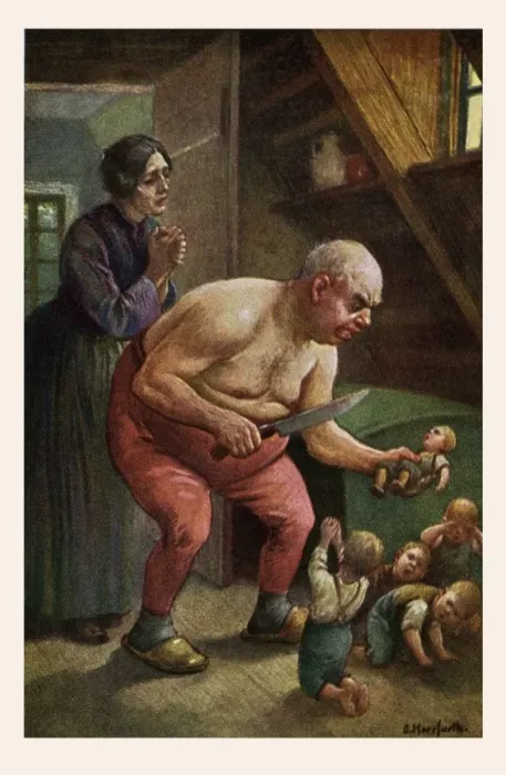 Framed Print : Tom Thumb. The ogre was very angry. He donned his seven-league boots