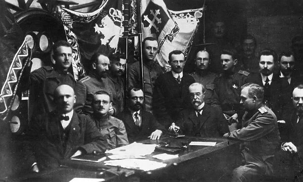 Tomas Masaryk, Czech President, signing oath of faith