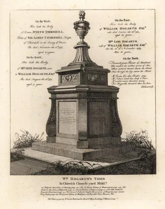 Framed Print : Tomb of artist William Hogarth, Chiswick churchyard Framed Print : Tomb of artist William Hogarth, Chiswick churchyard