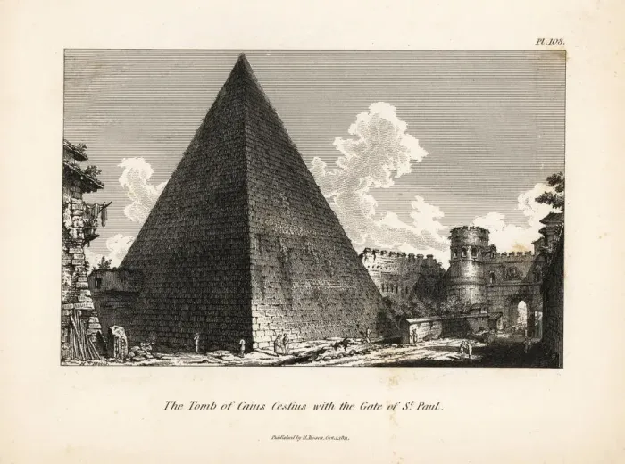 Framed Print : Tomb of Caius Cestius with the Gate of St. Paul, Rome Framed Print : Tomb of Caius Cestius with the Gate of St. Paul, Rome