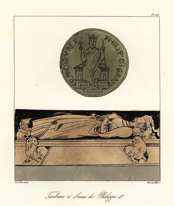 Framed Print : Tomb effigy and seal of Philip I, King of the Franks Framed Print : Tomb effigy and seal of Philip I, King of the Franks