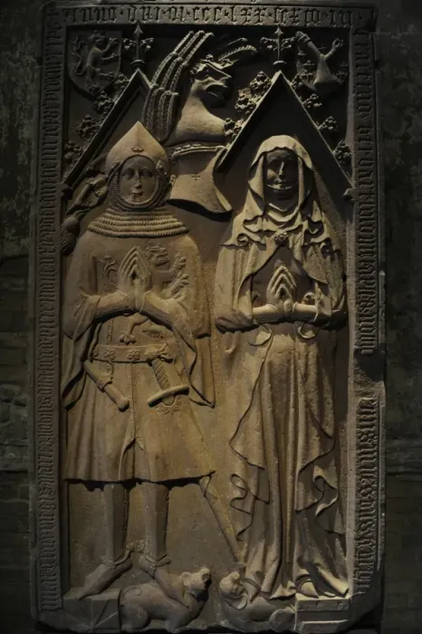 Framed Print : Tomb plate of Heinrich Beyer Boppard (d. 1376) and his wife L Framed Print : Tomb plate of Heinrich Beyer Boppard (d. 1376) and his wife L