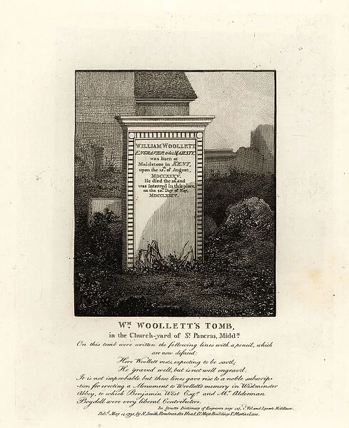 Tomb of royal engraver William Woollett, died 1735