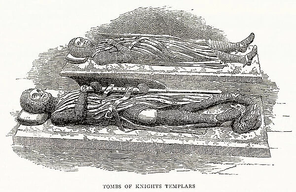 Tombs of Knights Templars at Temple church, City of London. Date: 19th century